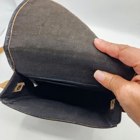 Pier 1 Vintage Weaved Black Leather Crossbody Purse. - Picture 12 of 13